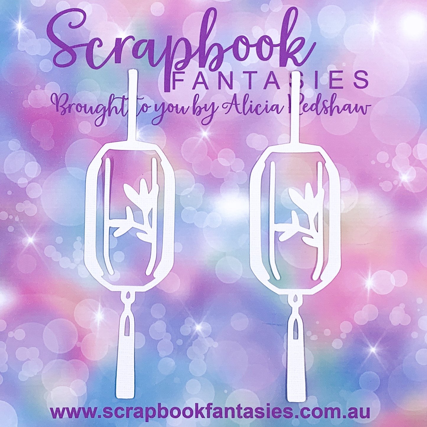 Tranquility - Lanterns (2 pack) 1.75"x6" White Linen Cardstock Picture-Cut - Designed by Alicia Redshaw