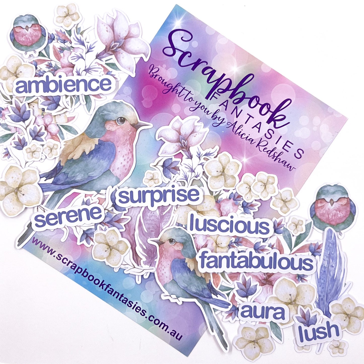 Tropical Ambience Colour-Cuts (43 pieces) Birds, Words & Bouquets - Designed by Alicia Redshaw