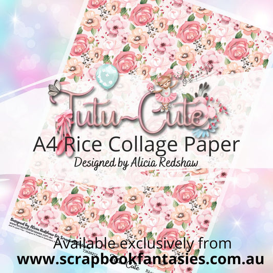 Tutu-Cute A4 Rice Collage Paper - Pink Floral