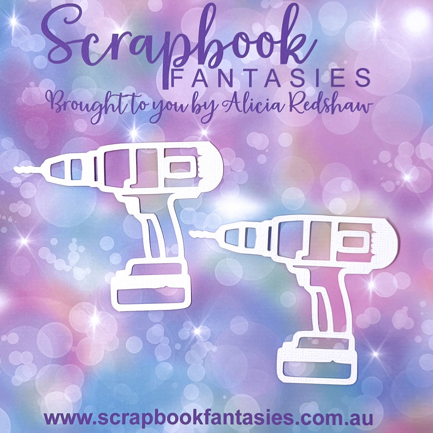 Under Construction - Electric Drills (2 pack) 3.75"x3" White Linen Cardstock Picture-Cut - Designed by Alicia Redshaw