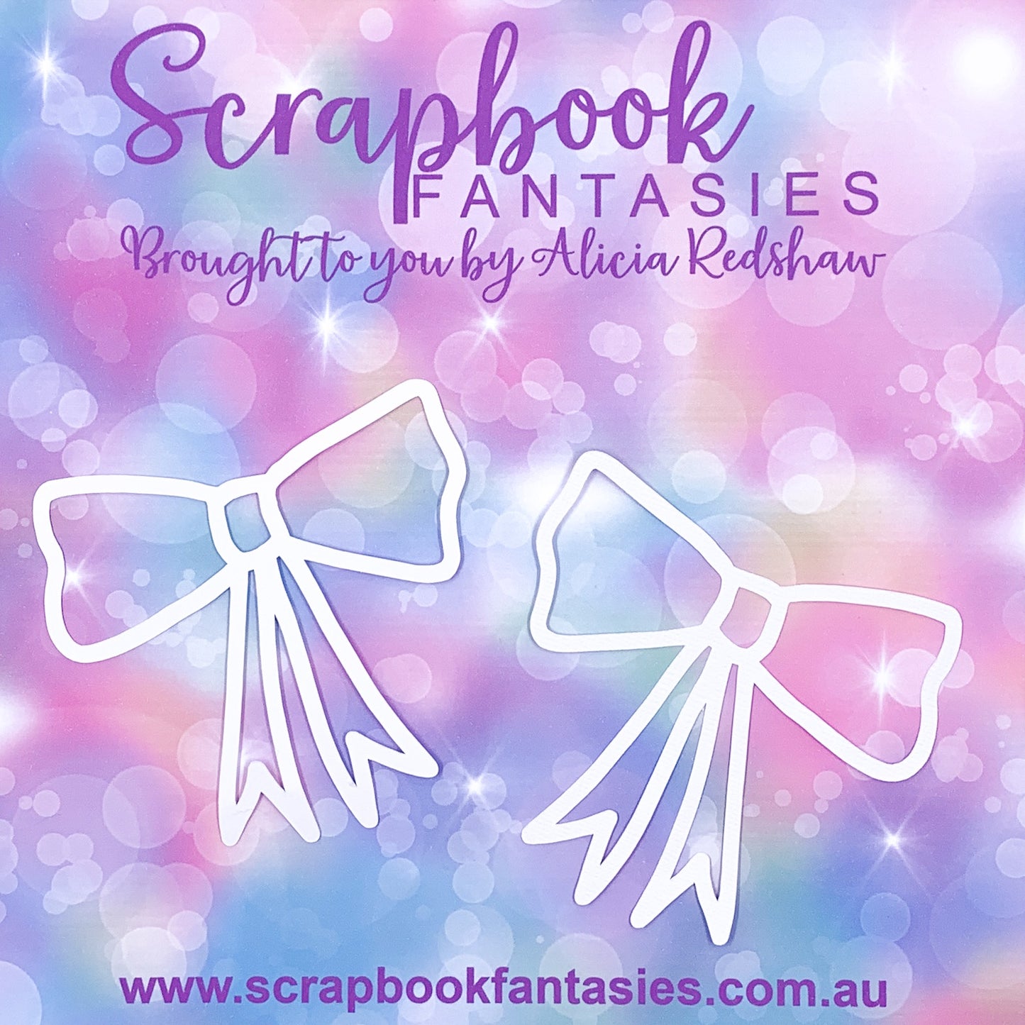 Imagine with Alice - Alice Bows (2 pack) 3.5"x3.5" White Linen Cardstock Picture-Cut - Designed by Alicia Redshaw