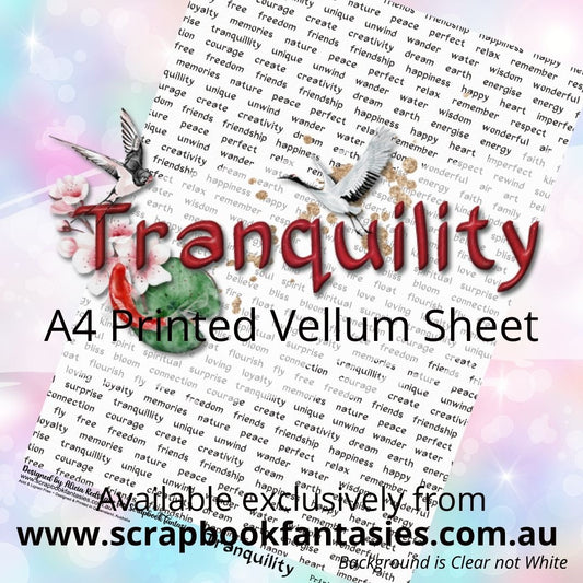 Tranquility A4 Printed Vellum Sheet - Word Pattern 13049