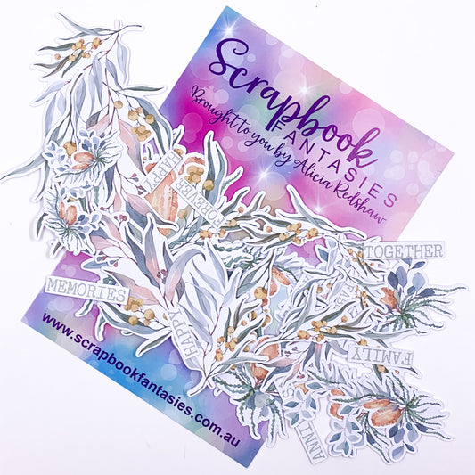 Aussie Grunge Colour-Cuts - Aussie Florals & Words 1 (27 pieces) Designed by Alicia Redshaw