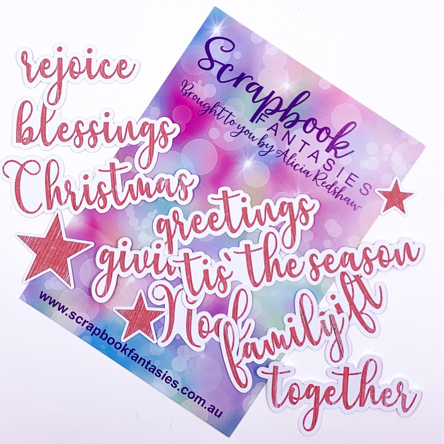 Colour-Cuts Minis - Christmas Words - Red Wood (13 pieces) Designed by Alicia Redshaw