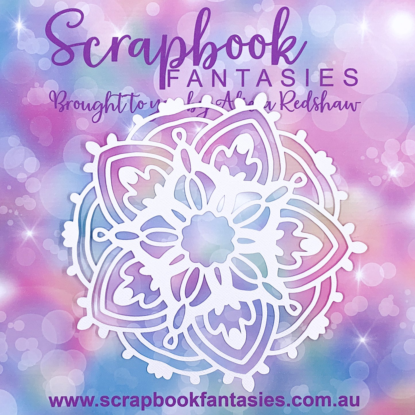 Devoted to Denim - Crochet Mandala 5.75"x5.75" White Linen Cardstock Picture-Cut - Designed by Alicia Redshaw