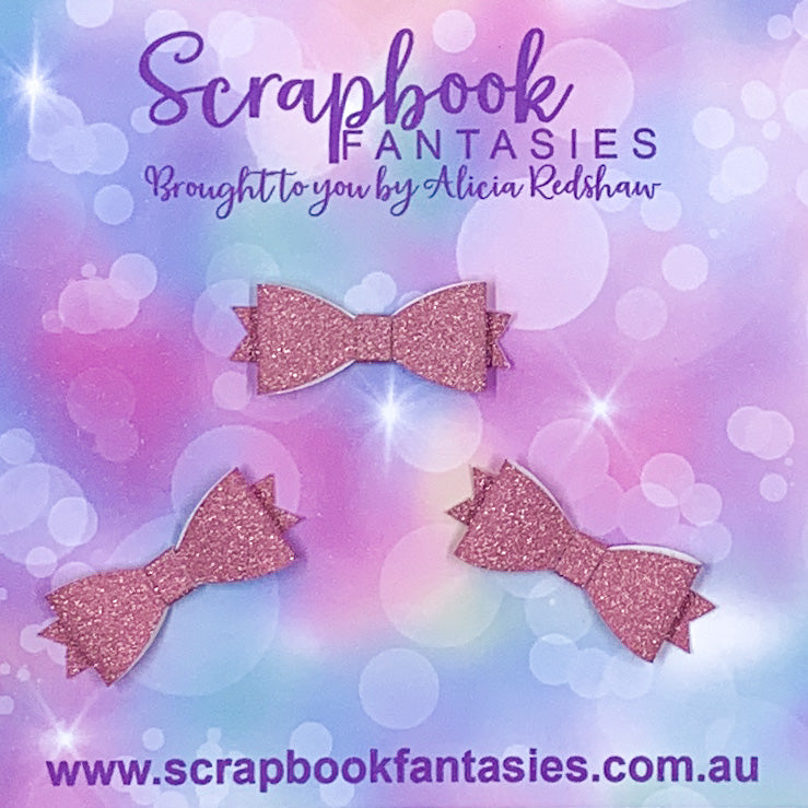 Handmade Dusty Pink Matte Mini-Mini Glitter Bows (3 pack) by Naomi-Jon Redshaw