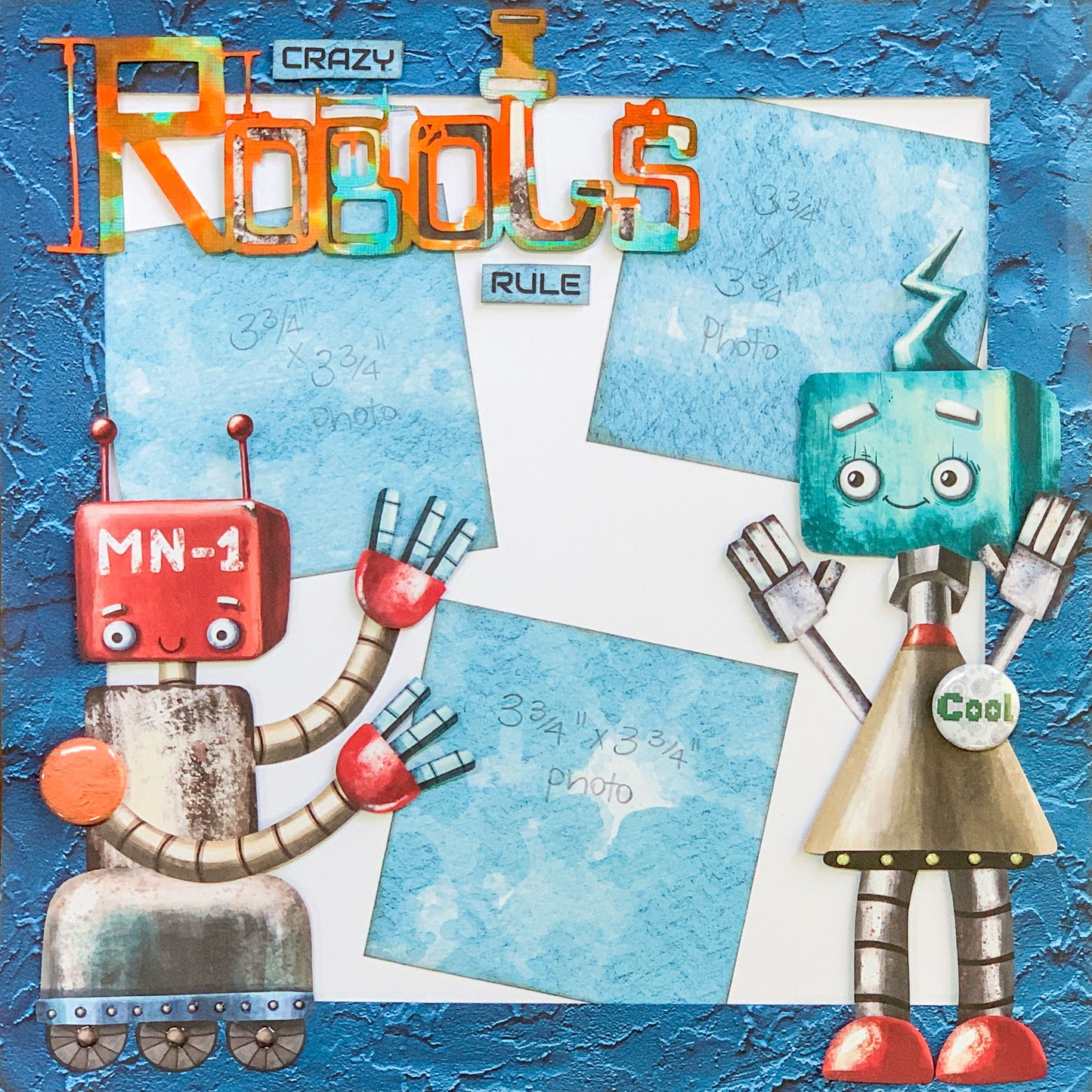 Robot Antics - Robots 7"x2.25" White Linen Cardstock Title-Cut - Designed by Alicia Redshaw