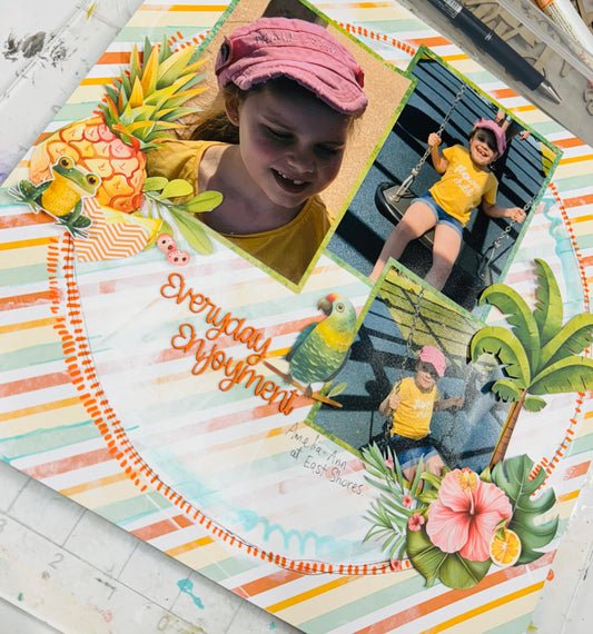 Tropical Stripes Scrapbook Page