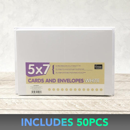 Couture Creations Card & Envelope Pack -5"x7" White (50 Pack) CO725815