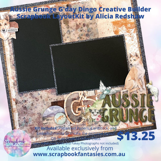 Aussie Grunge G'day Dingo Creative Builder Scrapbook Layout Class Kit - GICS #15 - Thursday 24 November 2022