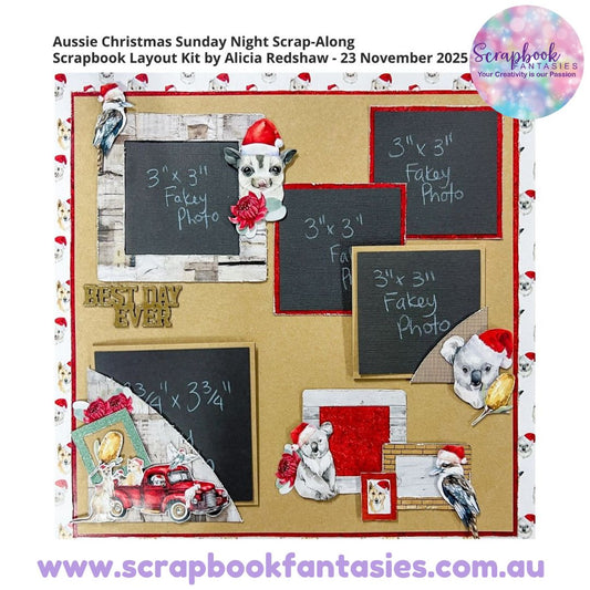 Aussie Christmas Sunday Night Scrap-Along Scrapbook Layout Kit by Alicia Redshaw - 23 November 2025