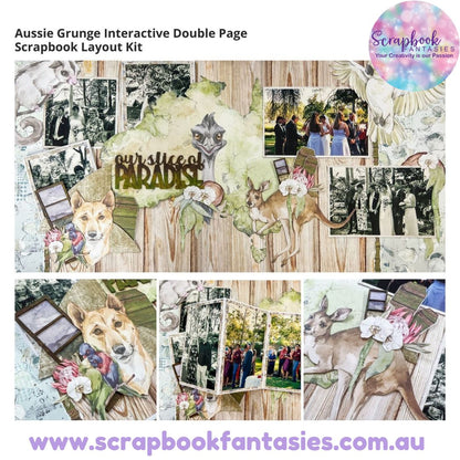 Aussie Grunge Interactive Double-Page Scrapbook Layout Kit by Alicia Redshaw