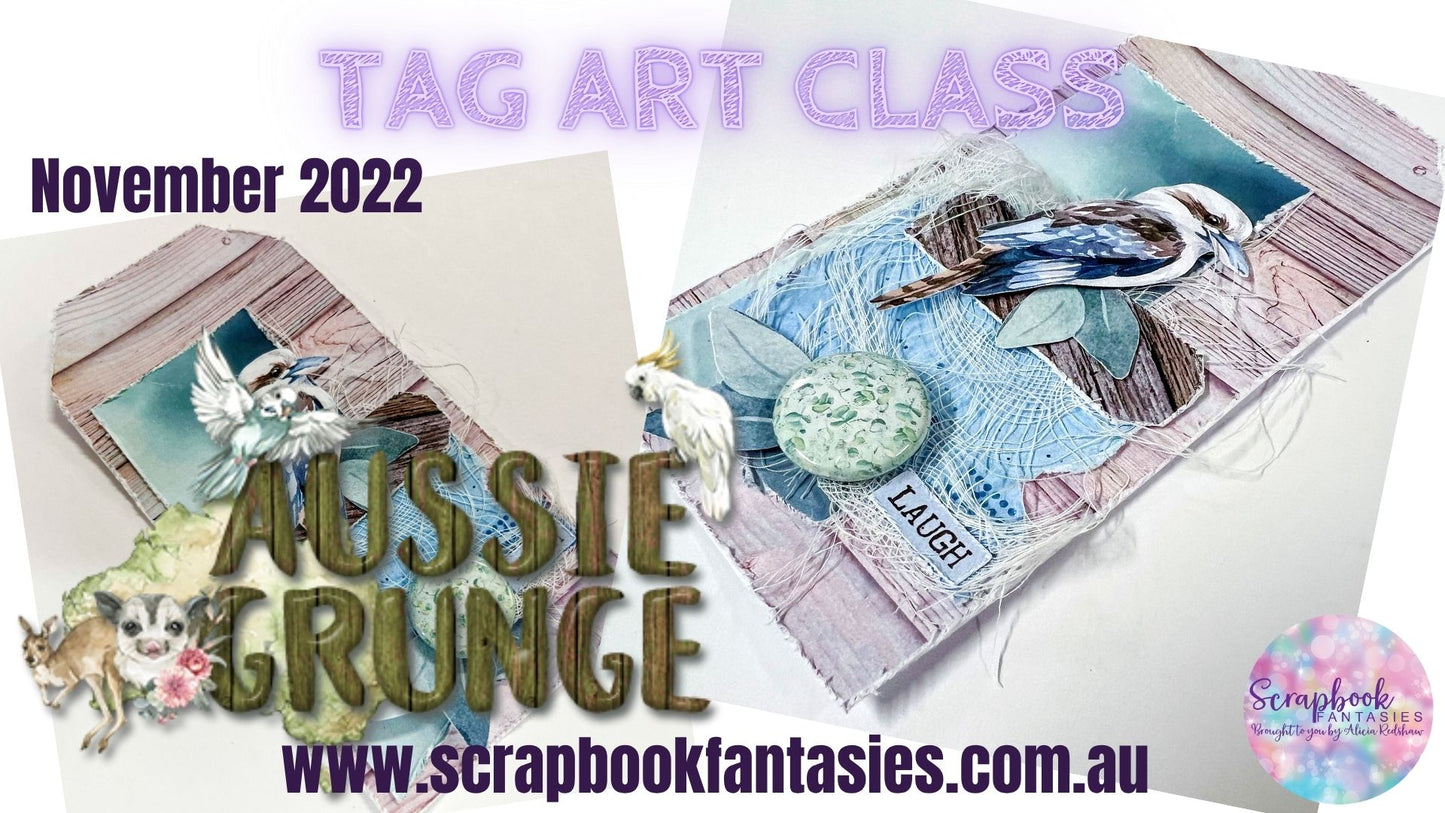 Aussie Grunge Kookaburra Creative Builder Tag Class Kit