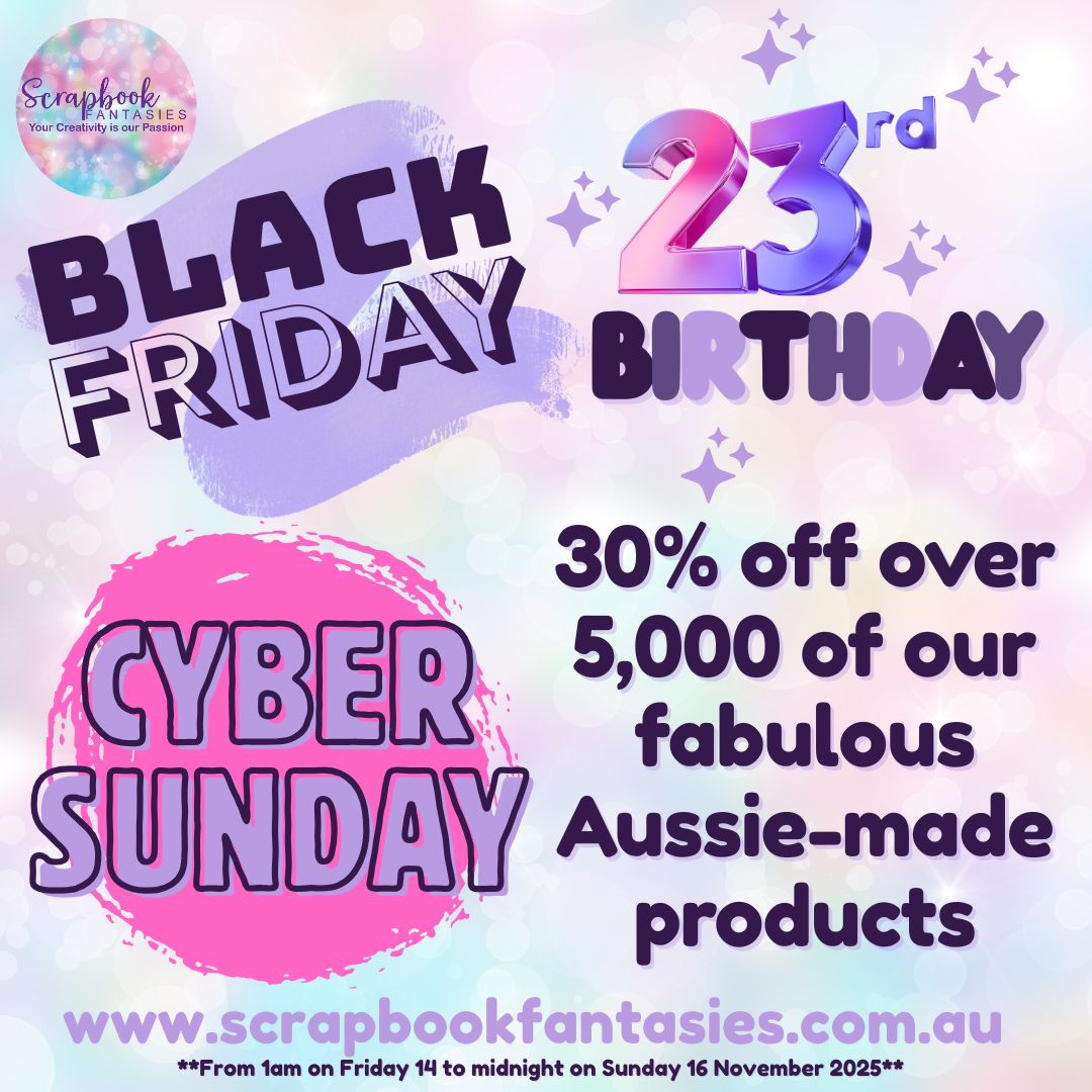 Promotional graphic for Black Friday, Cyber Sunday, and 23rd Birthday sale with colorful text on a light background.