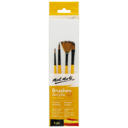 Mont Marte Gallery Series 4 piece Acrylic Brush Set - BMHS0010