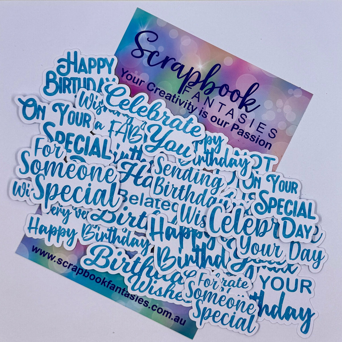 Birthday Sentiments Colour-Cuts - Generations Blue (18 pieces) 20987