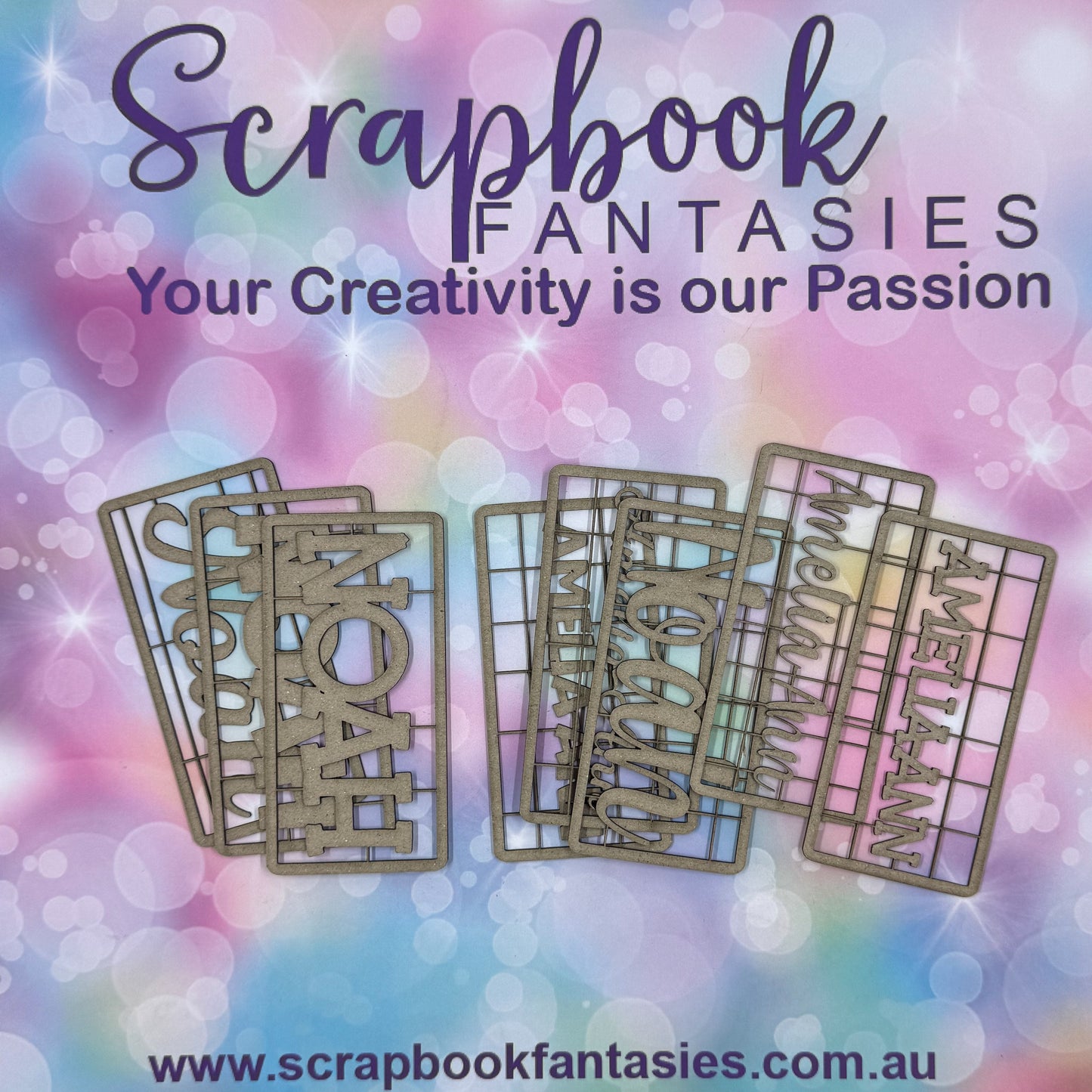 CUSTOM - Chippie-Cuts Grey 1.2mm Chipboard - Name/Word - Three (3) Sizes (one single item)