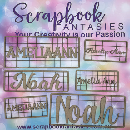 CUSTOM - Chippie-Cuts Grey 1.2mm Chipboard - Name/Word - Three (3) Sizes (one single item)