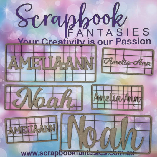 CUSTOM - Chippie-Cuts Grey 1.2mm Chipboard - Name/Word - Three (3) Sizes (one single item)