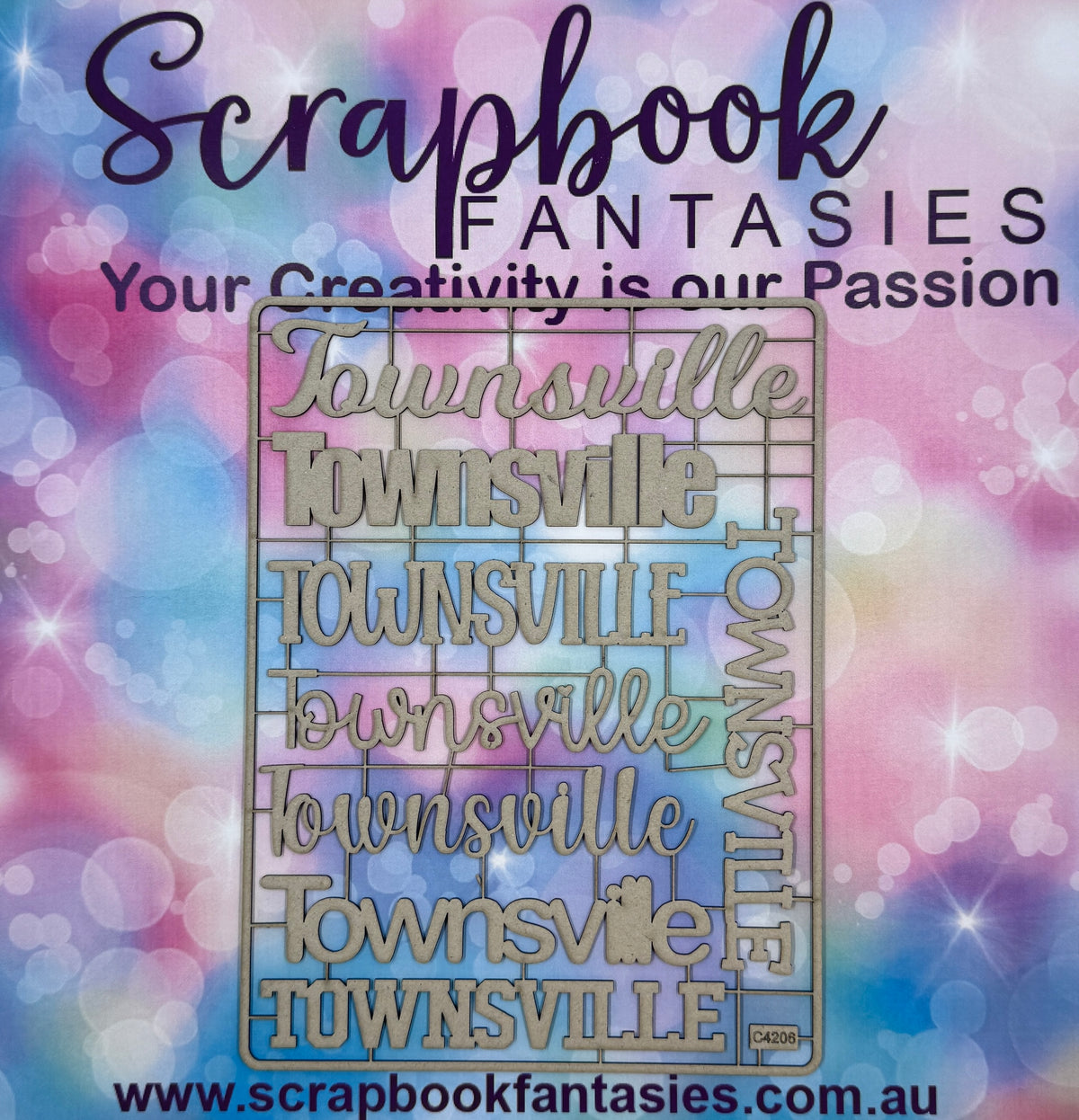 CUSTOM - Chippie-Cuts Grey 1.2mm Chipboard 6"x8" - City/Town of your choice (8 pieces) - Please type a single-word town/city in the box provided