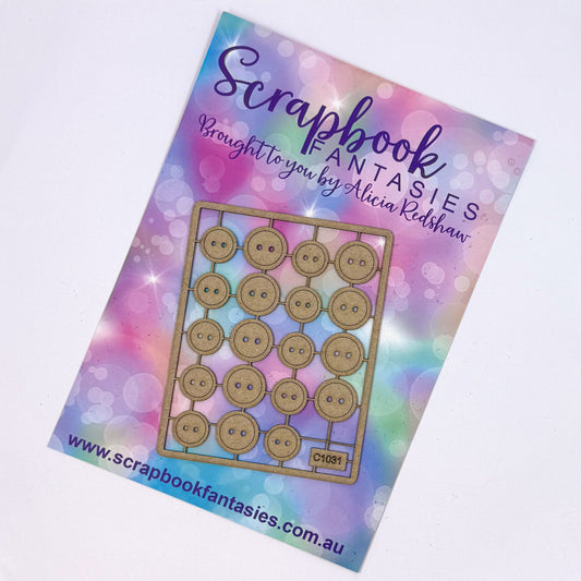 Chippie-Cuts Grey 1.2mm Chipboard 2.75"x3.5" - Buttons (19 pieces) C1031