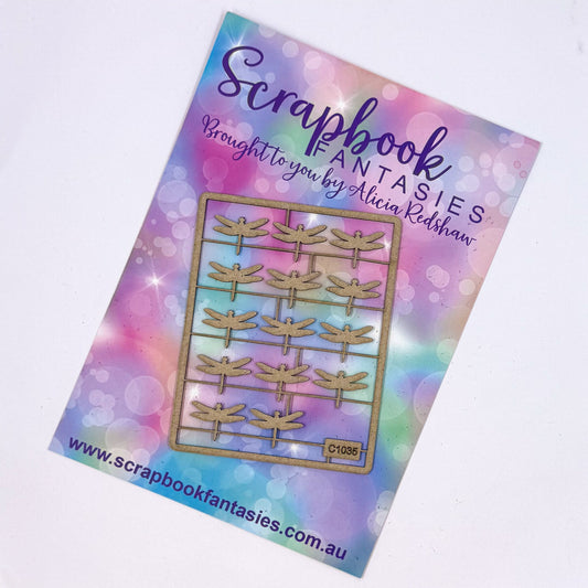 Chippie-Cuts Grey 1.2mm Chipboard 2.75"x3.5" - Dragonflies (14 pieces) C1035