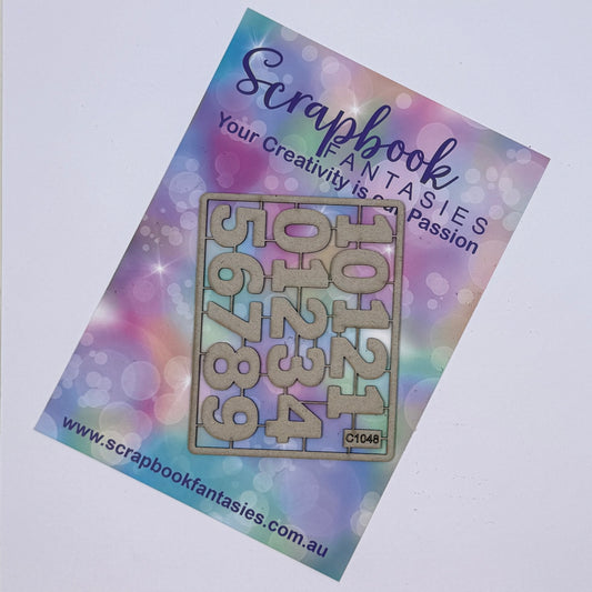 Chippie-Cuts Grey 1.2mm Chipboard 2.75"x3.5" - Numbers (15 pieces) C1048