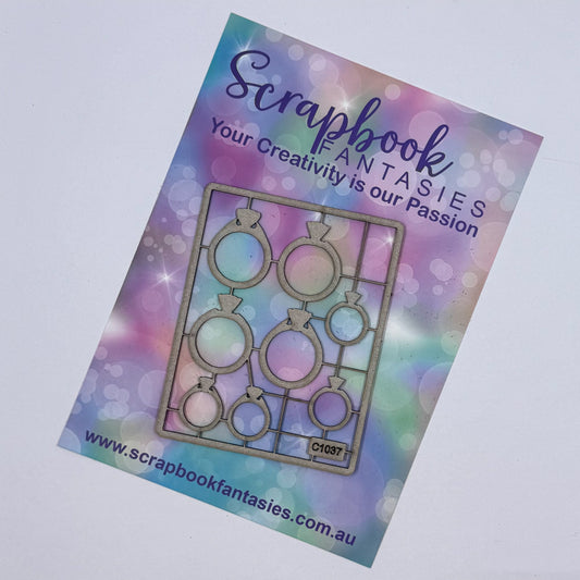 Chippie-Cuts Grey 1.2mm Chipboard 2.75"x3.5" - Rings (8 pieces) C1037