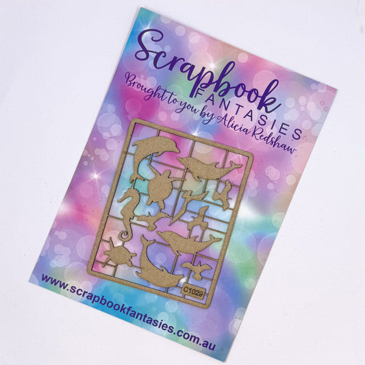 Chippie-Cuts Grey 1.2mm Chipboard 2.75"x3.5" - Sealife (12 pieces) C1029