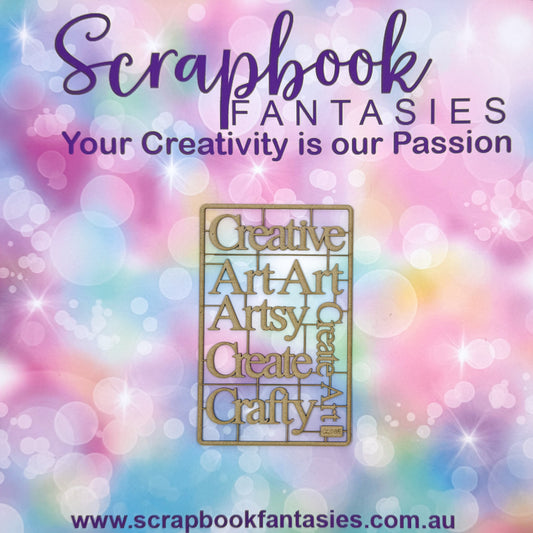 Chippie-Cuts Grey 1.2mm Chipboard 3.5"x5.5" - Art Words (8 pieces) C2065