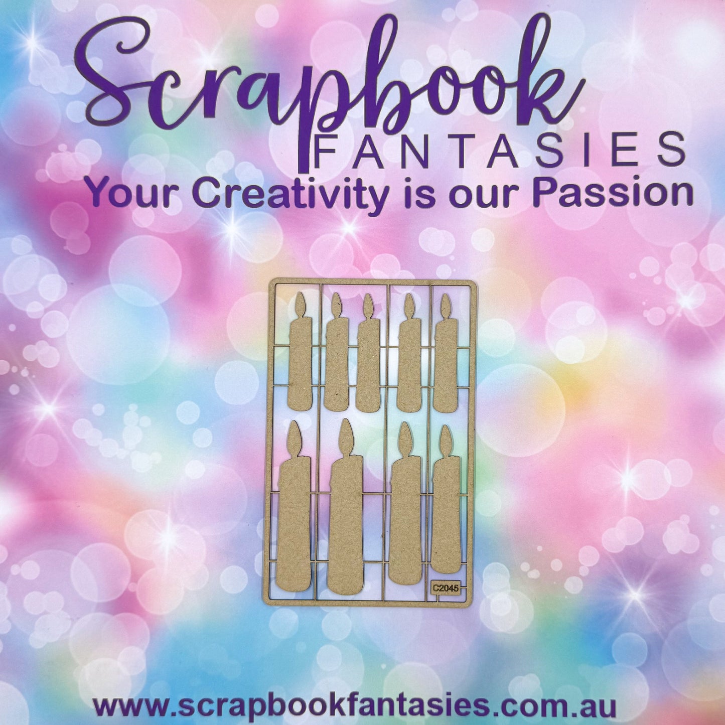 Chippie-Cuts Grey 1.2mm Chipboard 3.5"x5.5" - Candles (9 pieces) C2045