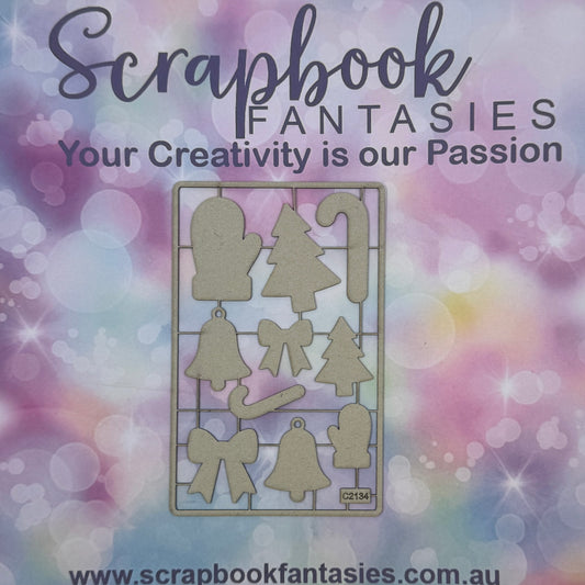 Chippie-Cuts Grey 1.2mm Chipboard 3.5"x5.5" - Christmas Shapes (10 pieces) C2134