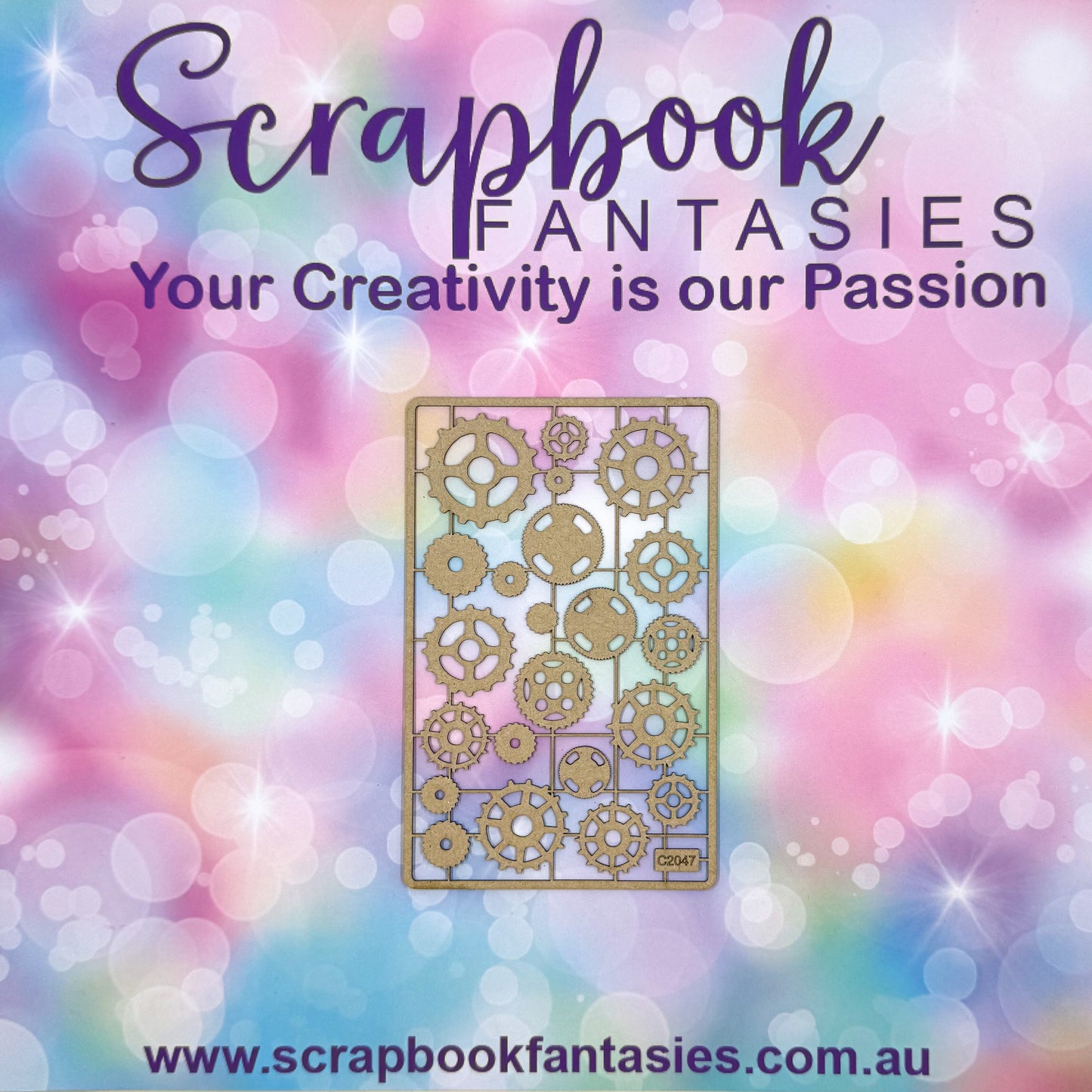 Chippie-Cuts Grey 1.2mm Chipboard 3.5"x5.5" - Cogs (22 pieces) C2047