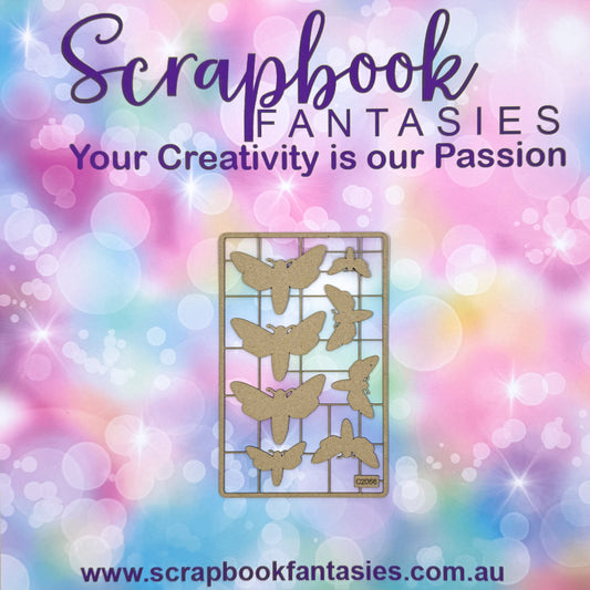 Chippie-Cuts Grey 1.2mm Chipboard 3.5"x5.5" - Moths (8 pieces) C2056