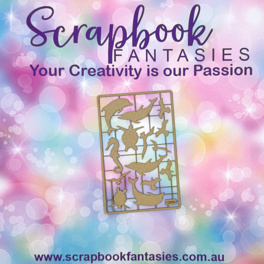 Chippie-Cuts Grey 1.2mm Chipboard 3.5"x5.5" - Sealife (14 pieces) C2060