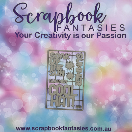 Chippie-Cuts Grey 1.2mm Chipboard 3.5"x5.5" - Soak up the Sun (6 pieces) C2109