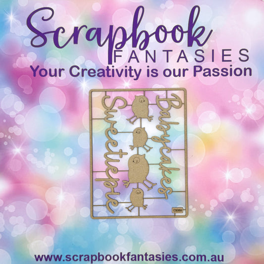 Chippie-Cuts Grey 1.2mm Chipboard 4.5"x6" - Babycakes (6 pieces) C3089