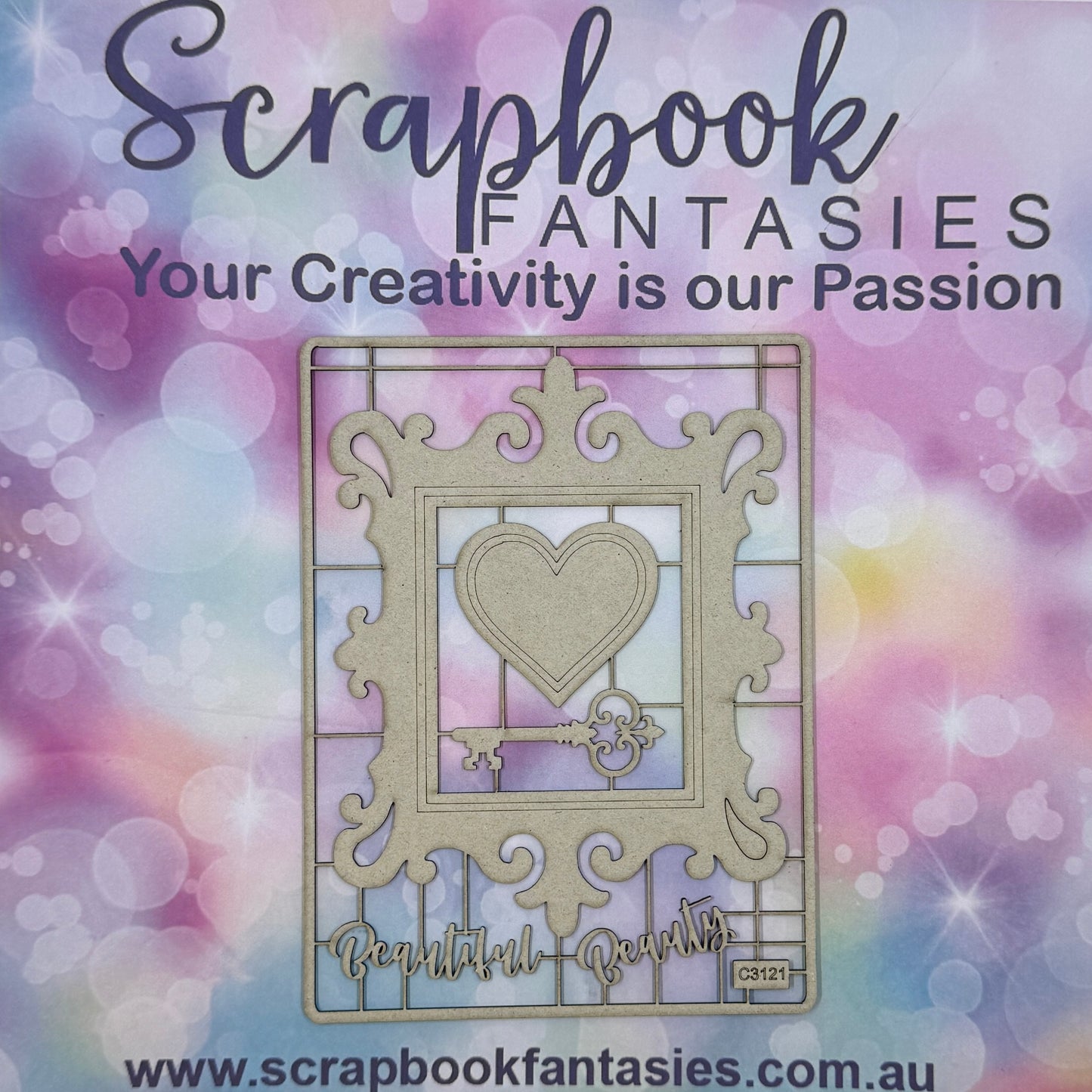 Chippie-Cuts Grey 1.2mm Chipboard 4.5"x6" - Beautiful Beauty (5 pieces) C3121