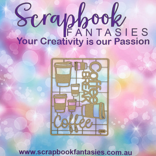 Chippie-Cuts Grey 1.2mm Chipboard 4.5"x6" - Coffee Break (7 pieces) C3085