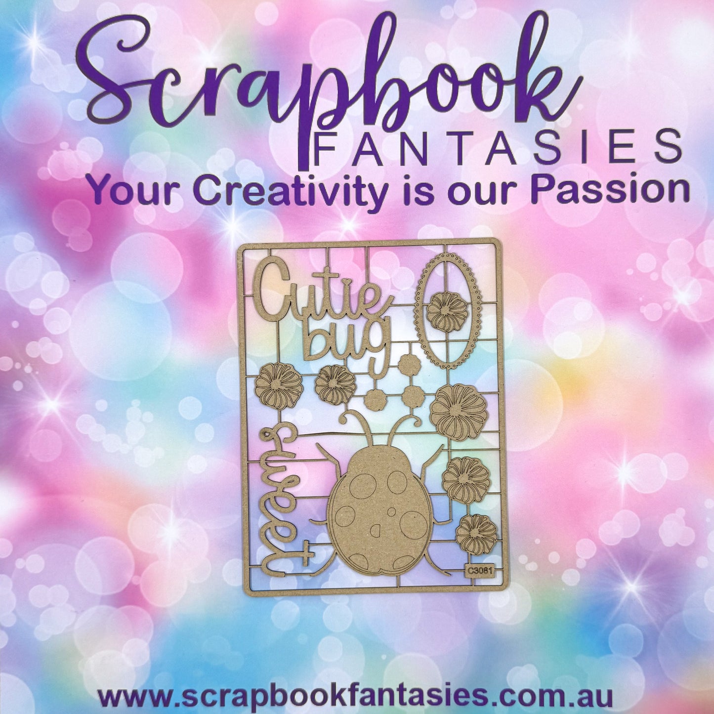 Chippie-Cuts Grey 1.2mm Chipboard 4.5"x6" - Cutie Bug (13 pieces) C3081