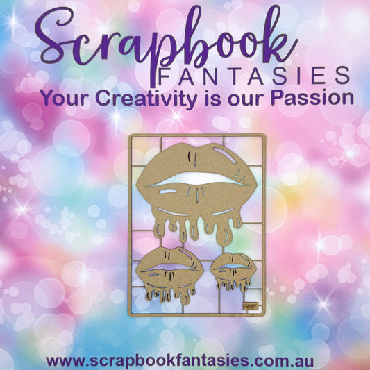 Chippie-Cuts Grey 1.2mm Chipboard 4.5"x6" - Dripping Lips (3 pieces) C3087