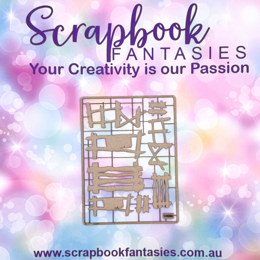 Chippie-Cuts Grey 1.2mm Chipboard 4.5"x6" - Fences (8 pieces) C3099