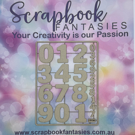 Chippie-Cuts Grey 1.2mm Chipboard 4.5"x6" - Numbers (22 pieces) C3134