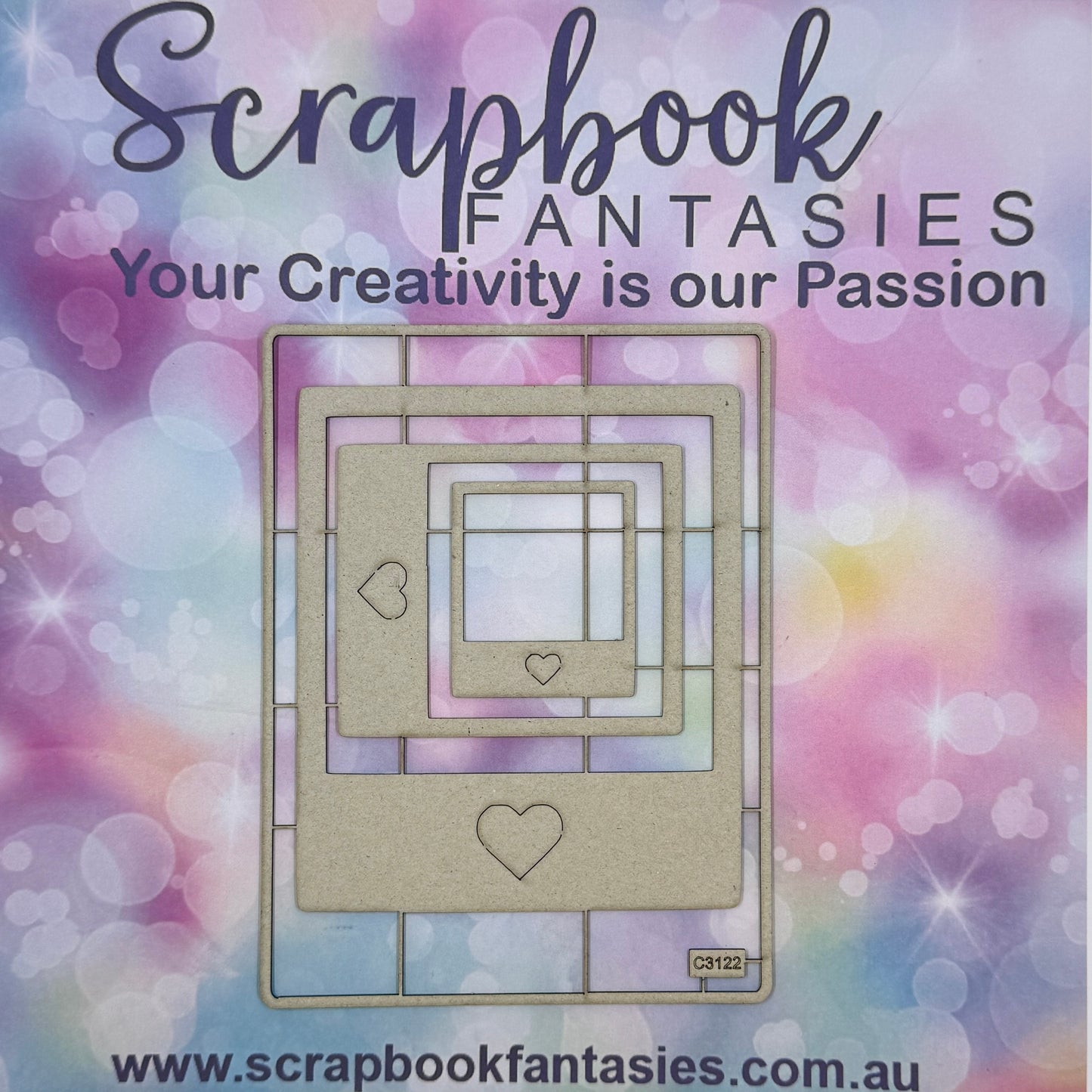 Chippie-Cuts Grey 1.2mm Chipboard 4.5"x6" - Polaroids (3 pieces) C3122