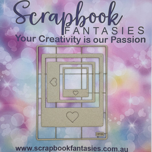 Chippie-Cuts Grey 1.2mm Chipboard 4.5"x6" - Polaroids (3 pieces) C3122