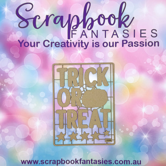 Chippie-Cuts Grey 1.2mm Chipboard 4.5"x6" - Trick or Treat (6 pieces) C3086