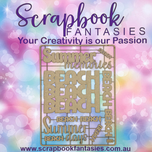 Chippie-Cuts Grey 1.2mm Chipboard 6"x8" - Beach Beach Beach (10 pieces) C4126