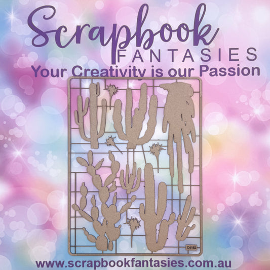 Chippie-Cuts Grey 1.2mm Chipboard 6"x8" - Cactus (11 pieces) C4162