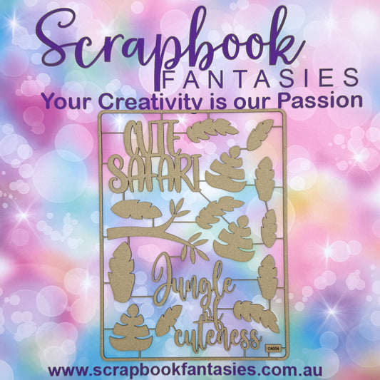 Chippie-Cuts Grey 1.2mm Chipboard 6"x8" - Cute Safari (16 pieces) C4004