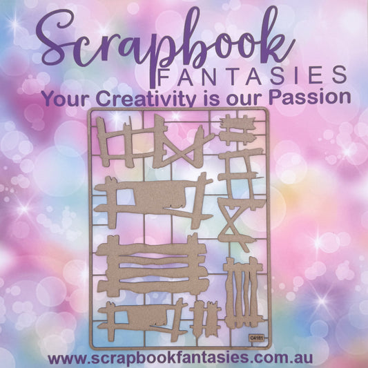 Chippie-Cuts Grey 1.2mm Chipboard 6"x8" - Fences (8 pieces) C4161